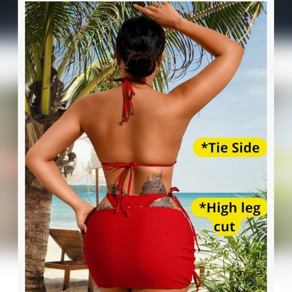 Reversible Leopard and Red 3 Piece Bikini Set NWOT - Picture 7 of 13